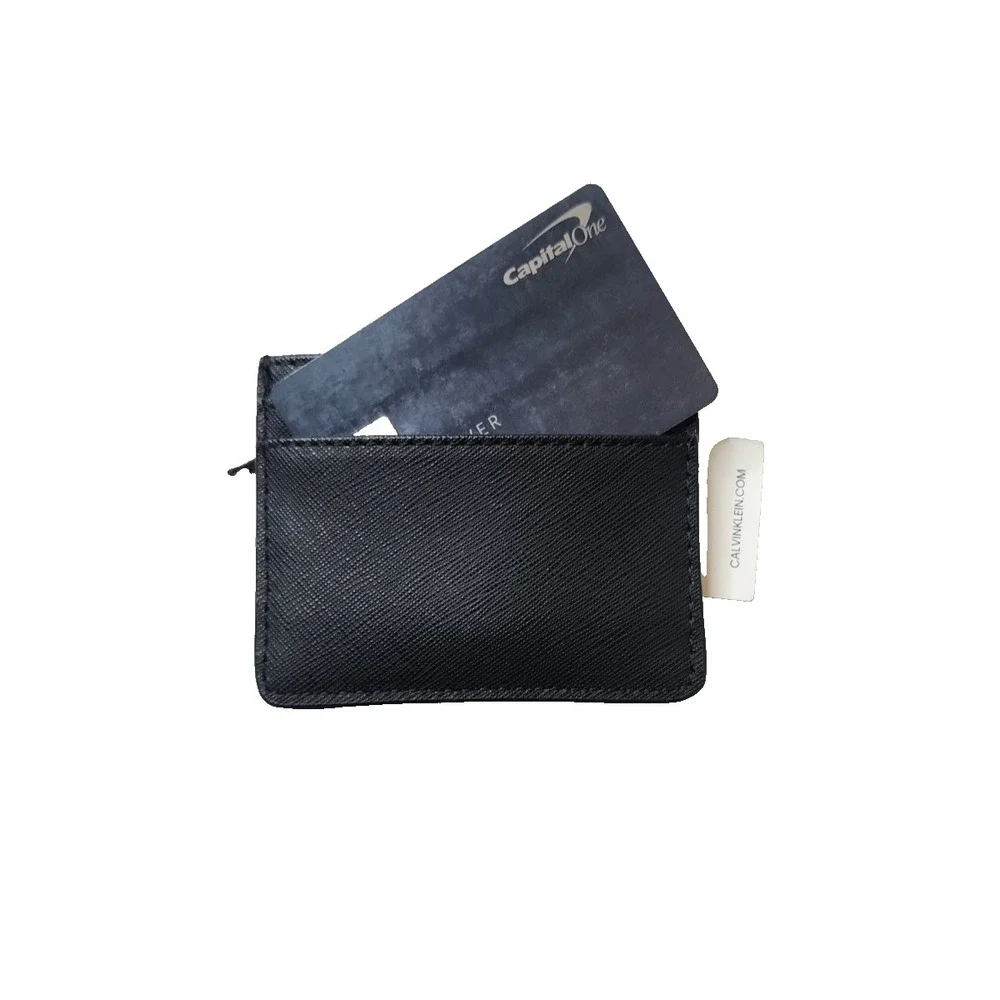 Calvin Klein Men's Credit Card Refined Saffiano Wallet Black NWT OEM